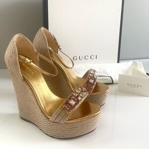 NEW AUTHENTIC GUCCI SWAROVSKI WEDGES